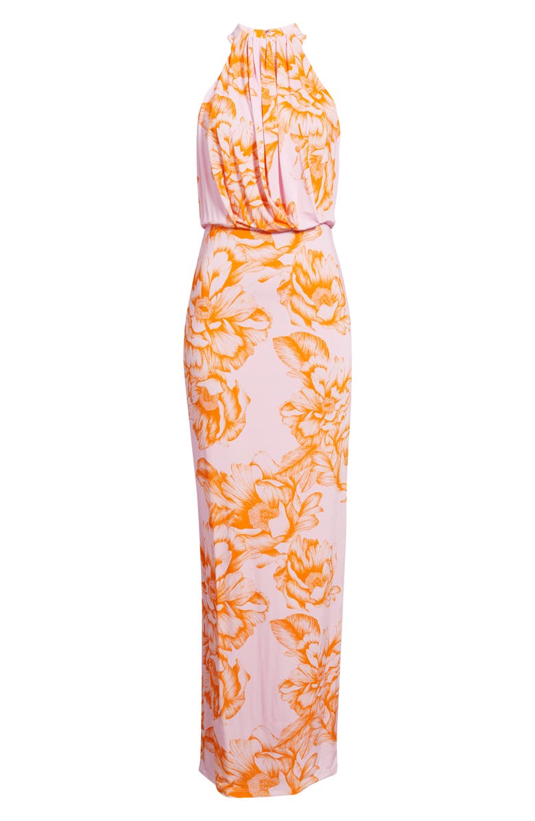 Black Halo Elowen Floral Drape Bodice Gown, Alternate, color, Fleur De Peony