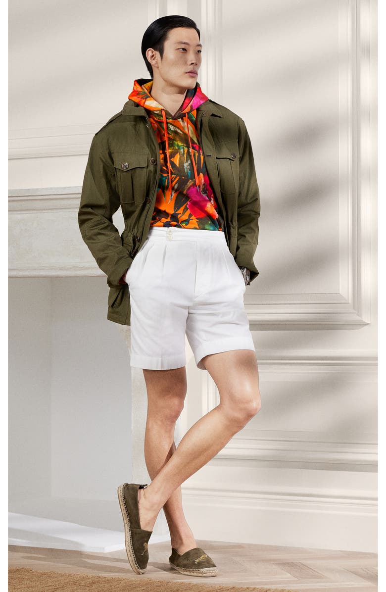 Ralph Lauren Purple Label Byron Pleated Cotton Shorts, Alternate, color, 