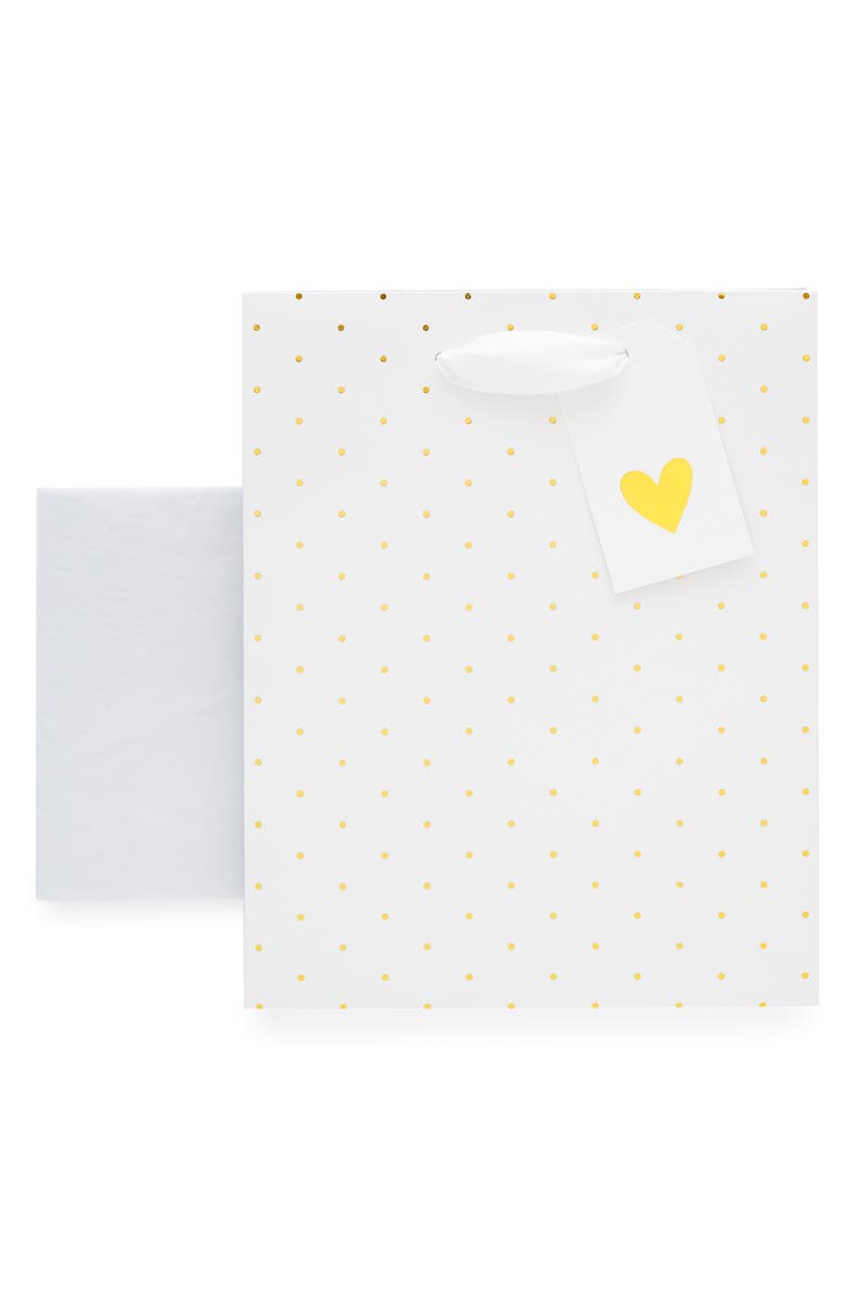 Sugar Paper Swiss Dot Gift Bag Set, Alternate, color, Gold Heart