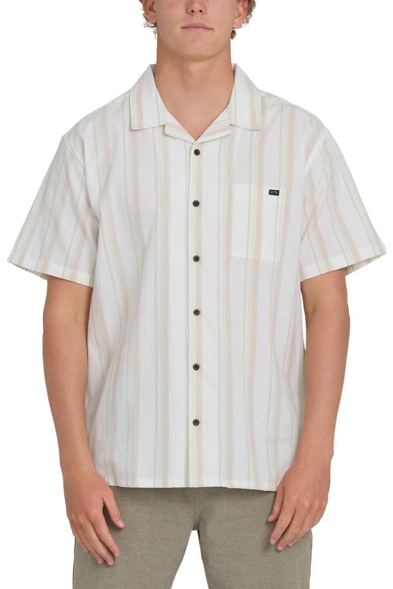 Victoria Vacay Linen Blend Camp Shirt, Main, color, WHITE SAND