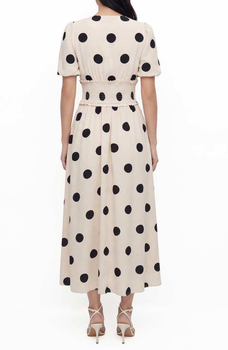 BY DESIGN Carlotta Smocked Waist Midi Dress, Alternate, color, Harper Dot