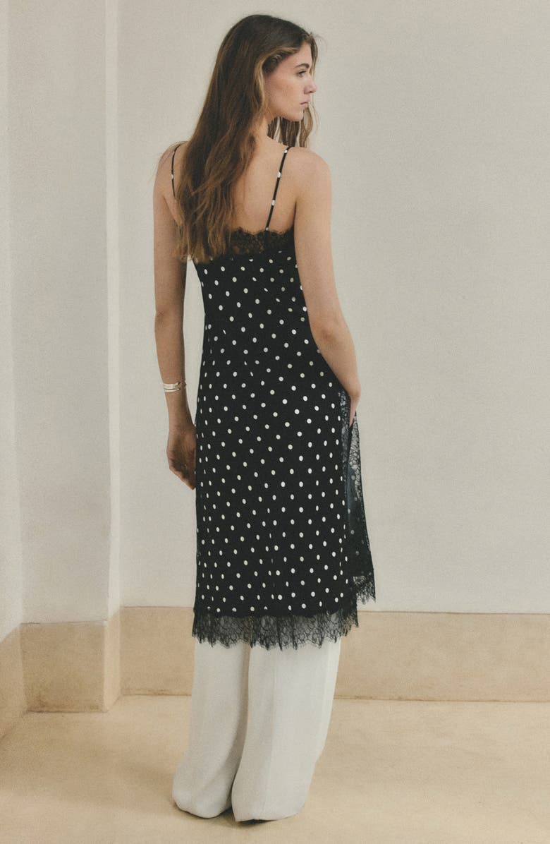 MANGO Polka Dot Longline Tunic, Alternate, color, Black