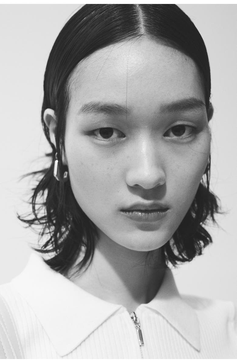 H&M Rib-knit Collared Top, Alternate, color, Cream