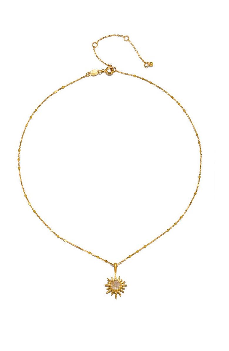 Satya Jewelry North Star Moonstone Starburst Necklace, Alternate, color, Gold