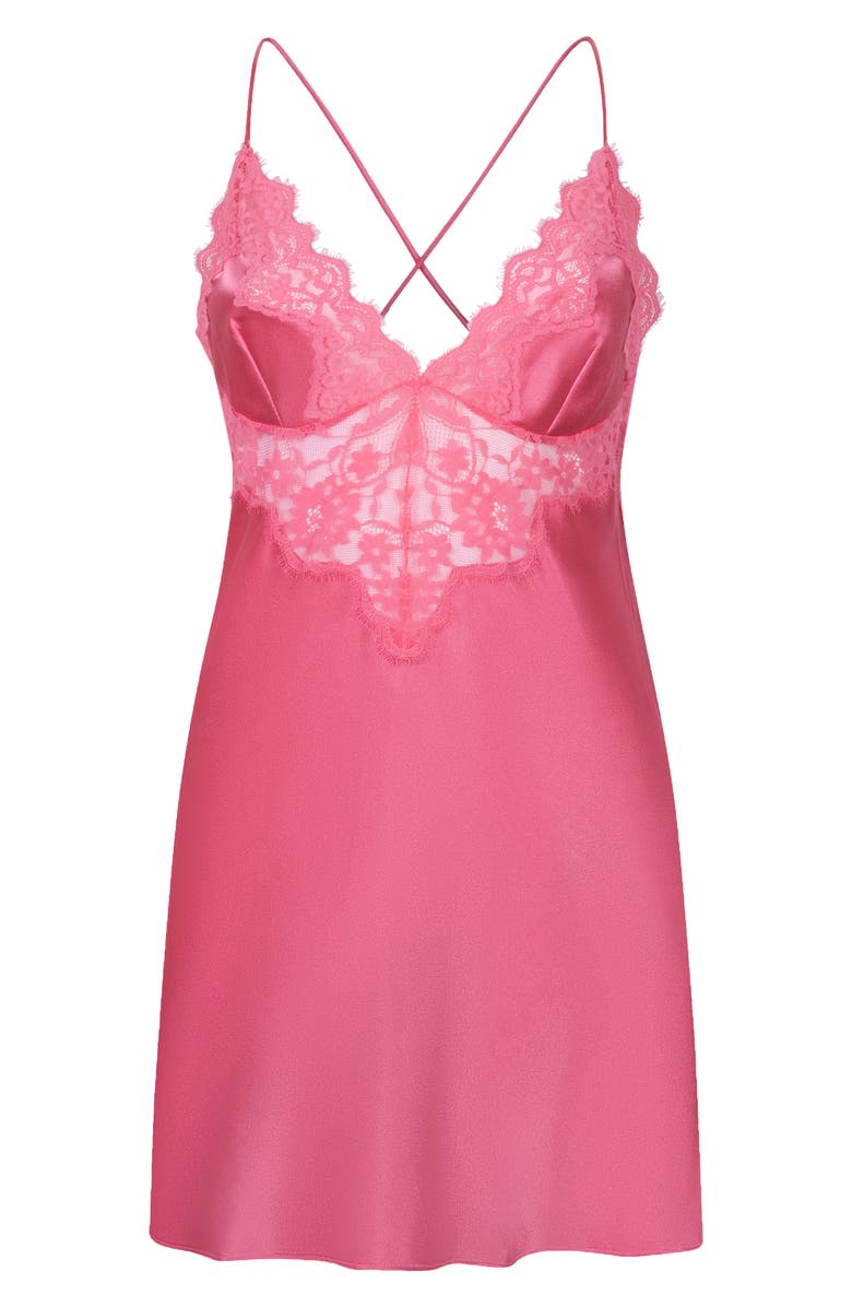 Hunkemöller Mya Lace Trim Satin Chemise, Alternate, color,