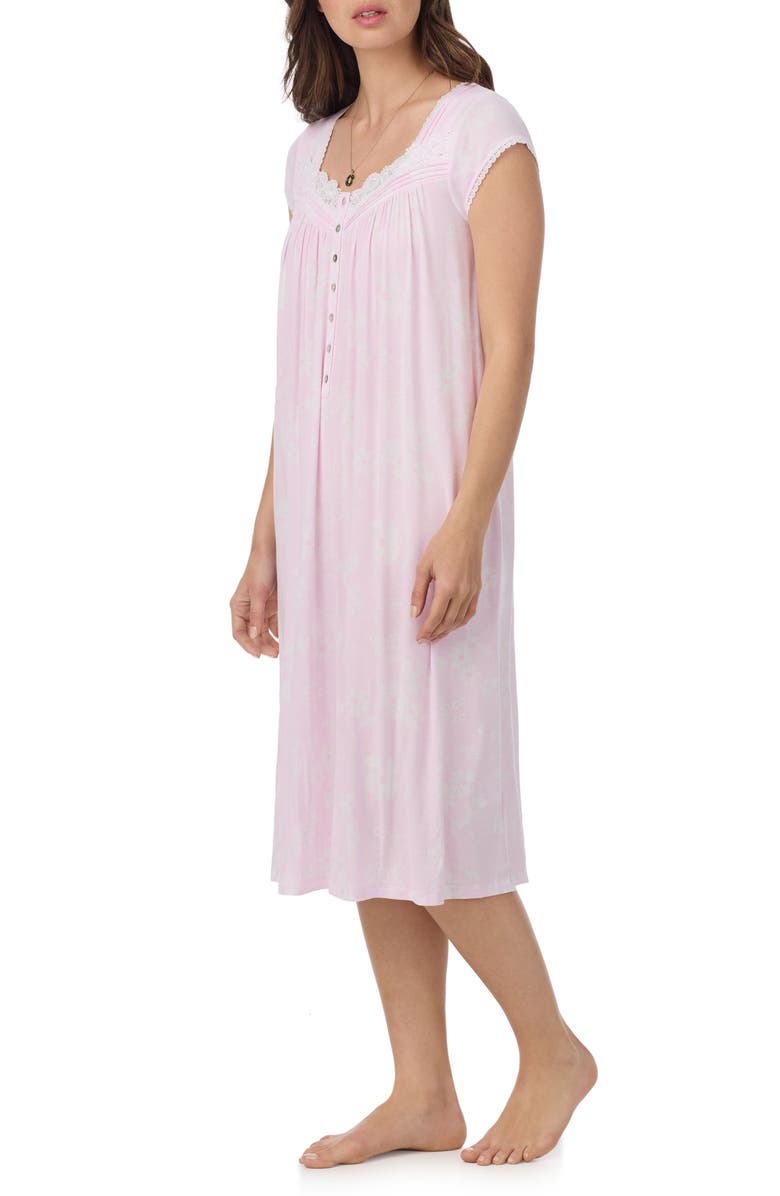 Eileen West Waltz Cap Sleeve Nightgown, Alternate, color, Pink/ Fl