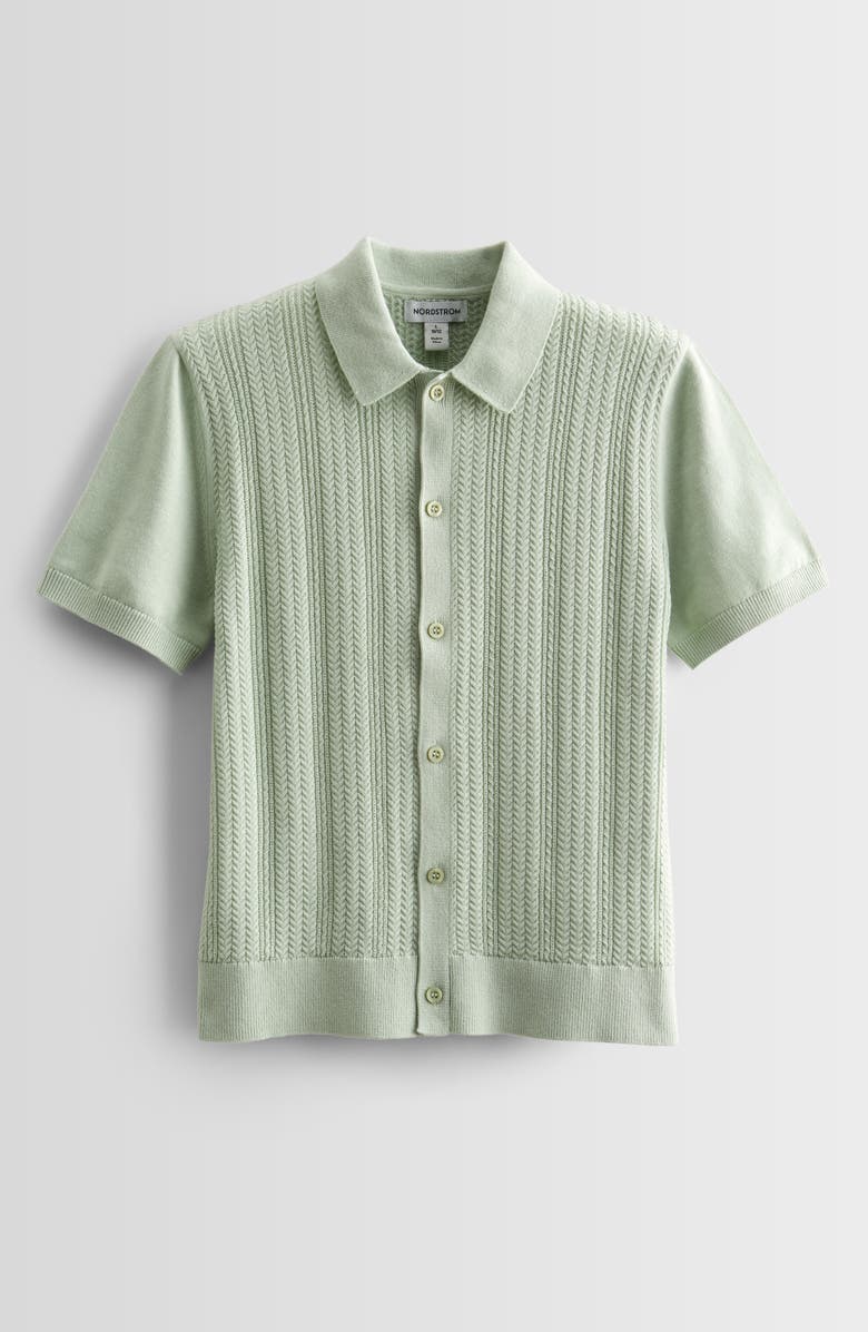 Nordstrom Kids' Textured Cotton Button-Up Polo Sweater, Main, color,