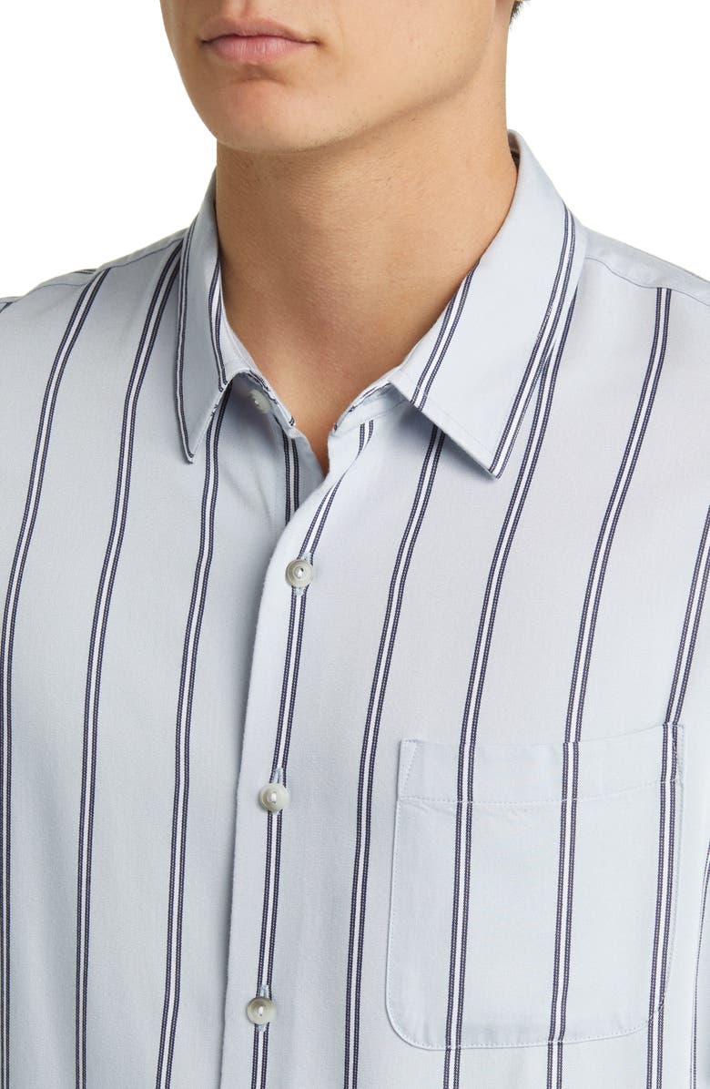 Vince Pacifica Stripe Short Sleeve Button-Up Shirt, Alternate, color, Dusty Sky/ Royal Blue