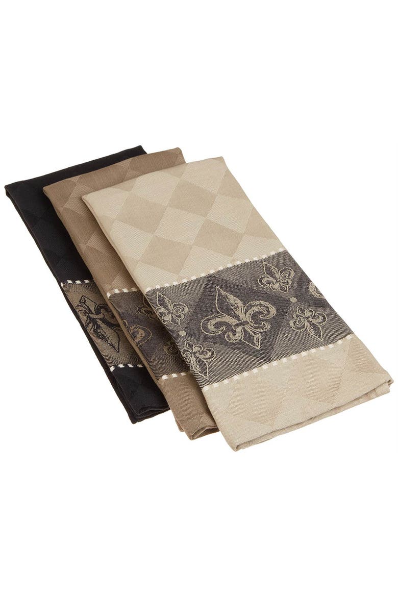 Fleur De Lis Assorted Jacquard Dishtowels Set/3, Main, color, Fleur De Lis
