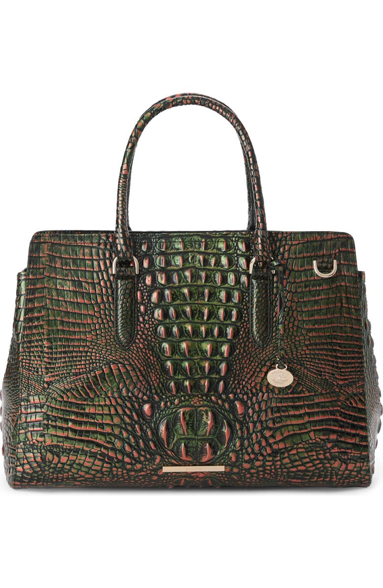 Brahmin Finley Carryall Croc Embossed Leather Satchel, Main, color, Samba Melbourne