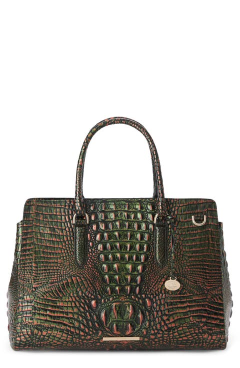 Finley Carryall Croc Embossed Leather Satchel