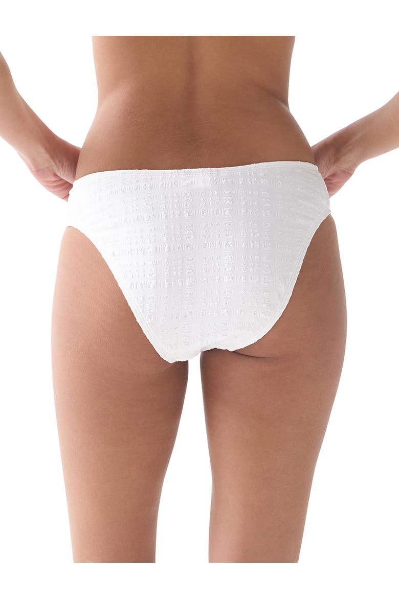 Seersucker High Cut Bikini Swim Bottom Swimsuit, Alternate, color, White