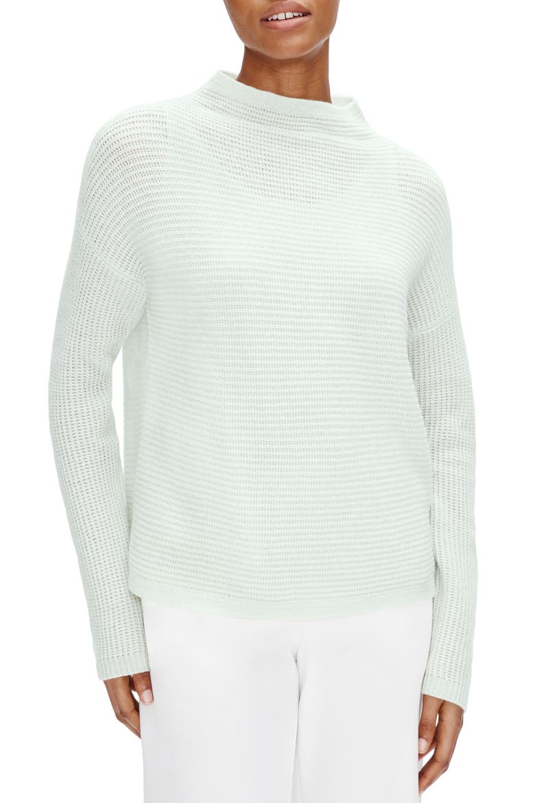 Funnel Neck Boxy Cashmere Sweater, Main, color, MIST