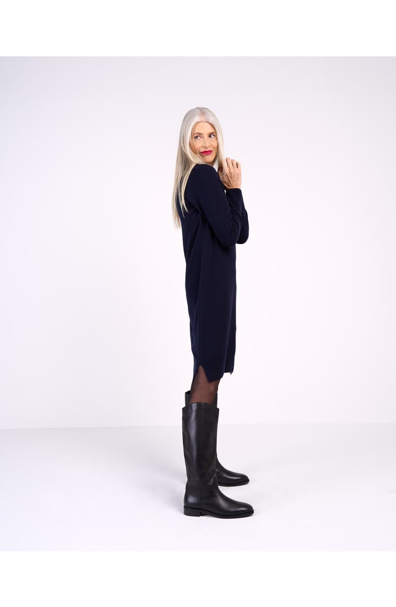 Kettlewell Trophy Neck Wool Shirt Dress, Alternate, color, Dark Navy