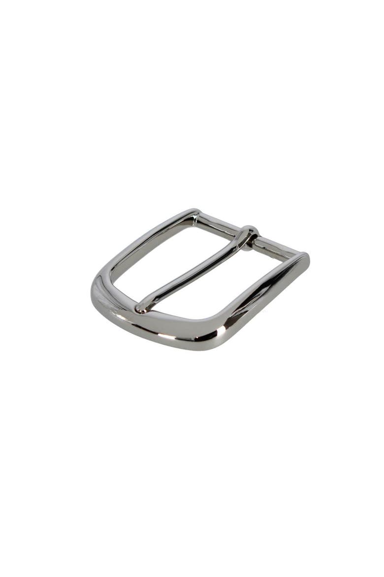 35mm Solid Brass Italian Classic Rounded Harness Belt Buckle, Alternate, color, Shiny Nickel