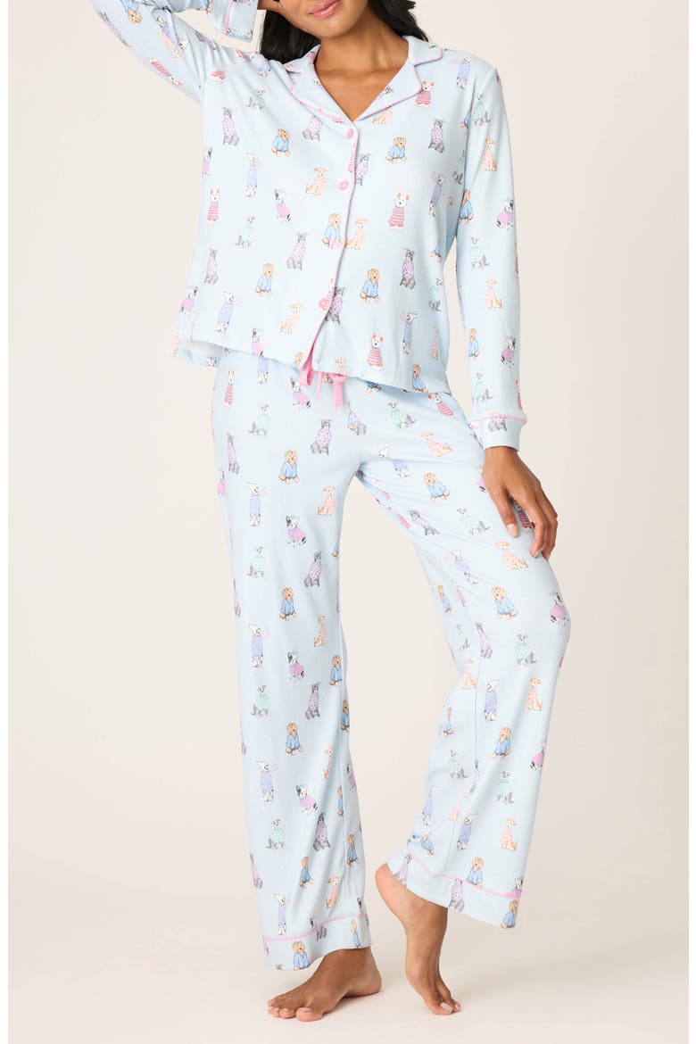 Doggone Cold Brushed Pointelle Pajamas, Main, color, BLUE HAZE