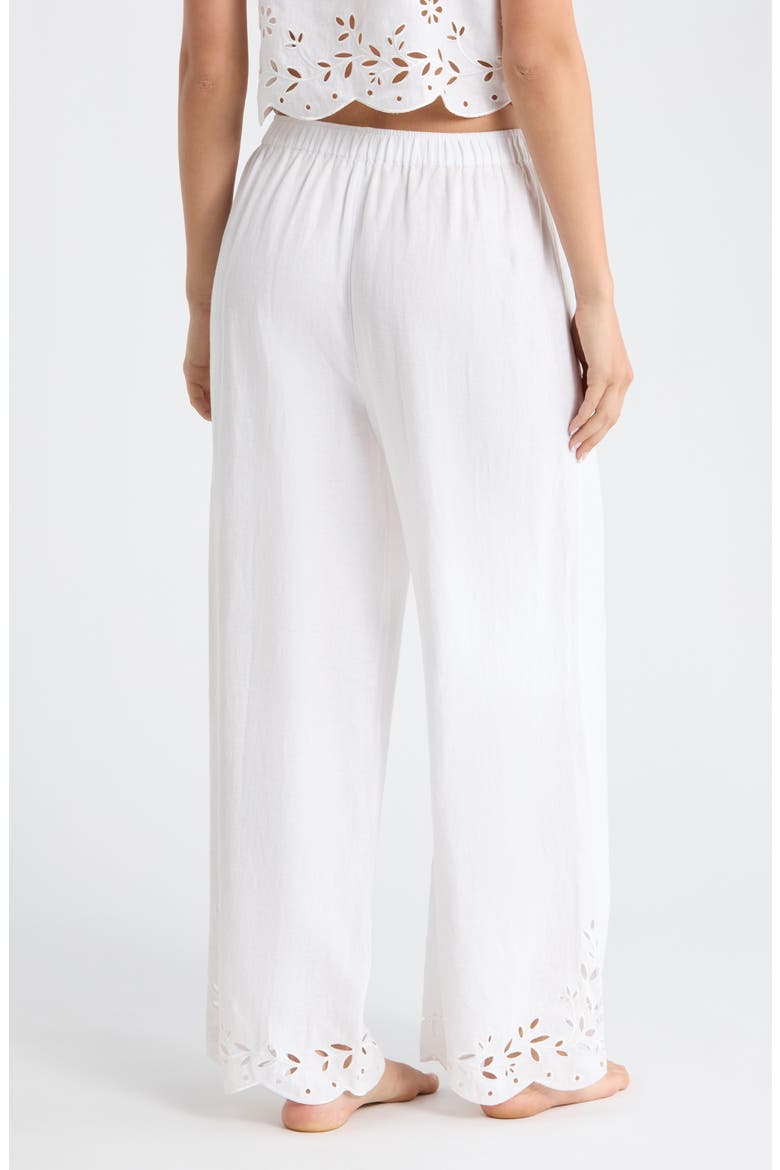 Embroidered Eyelet Linen Pants, Alternate, color, SINCERE WHITE