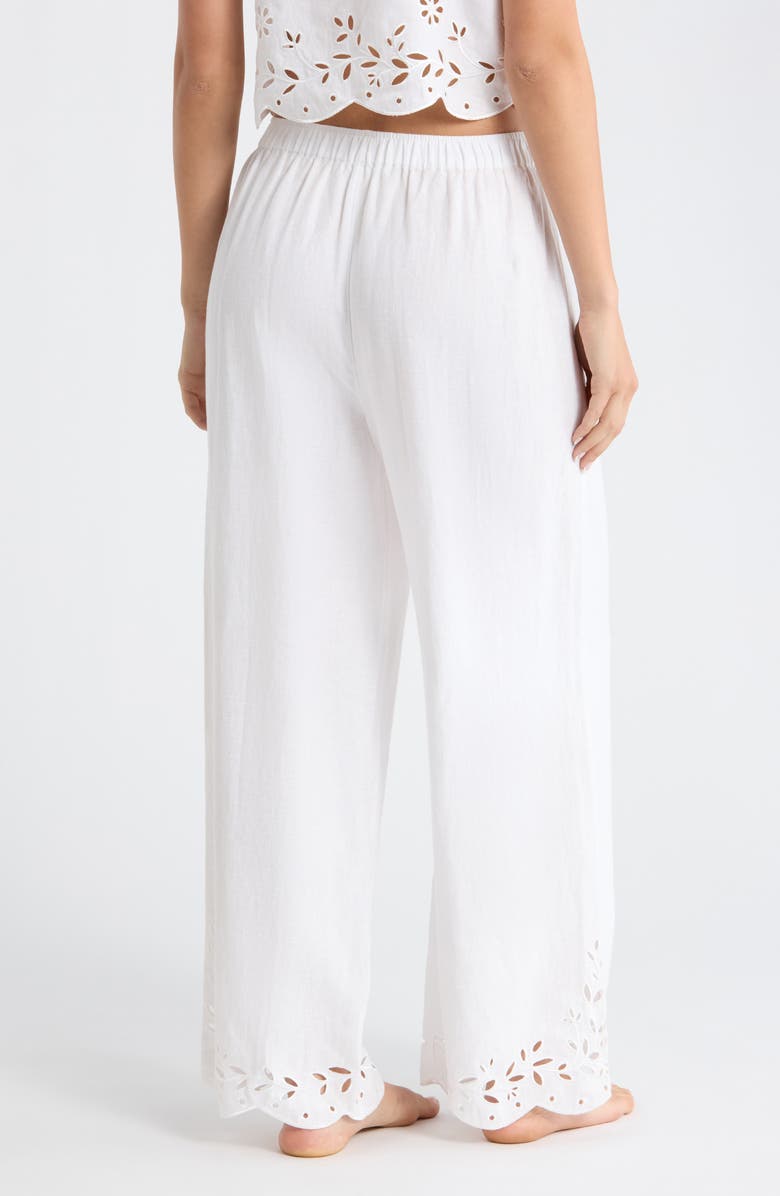 Lunya Embroidered Eyelet Linen Pants, Alternate, color, 
