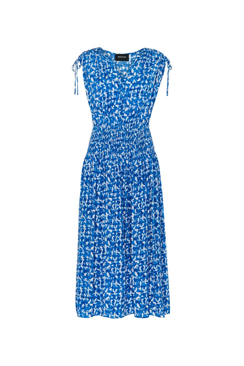 Brushed Stroke Short Sleeve  Midi Dress, Alternate, color, Blue/Multi