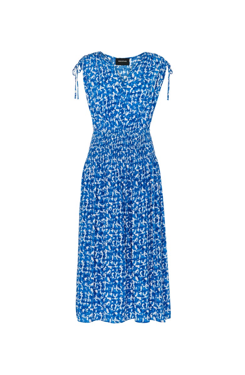 Whistles Brushed Stroke Short Sleeve  Midi Dress, Alternate, color, Blue/Multi