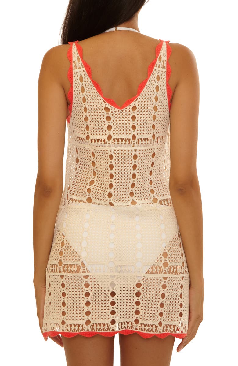 Becca Shoreline Open Stitch Cover-Up Minidress, Alternate, color, Natural
