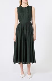 Max Mara Fit & Flare Silk Blend Organza Midi Dress