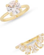 Covet Two-Piece Half Halo CZ Engagement Ring Set