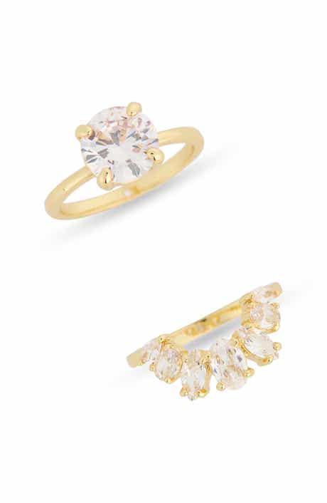 Covet Two-Piece Half Halo CZ Engagement Ring Set