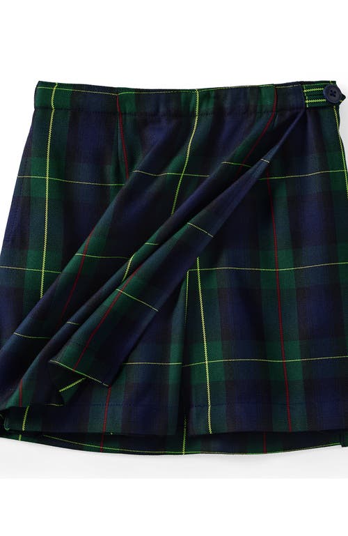 Lands' End School Uniform Girls Plaid A Line Tab Skort Top Of Knee In Black