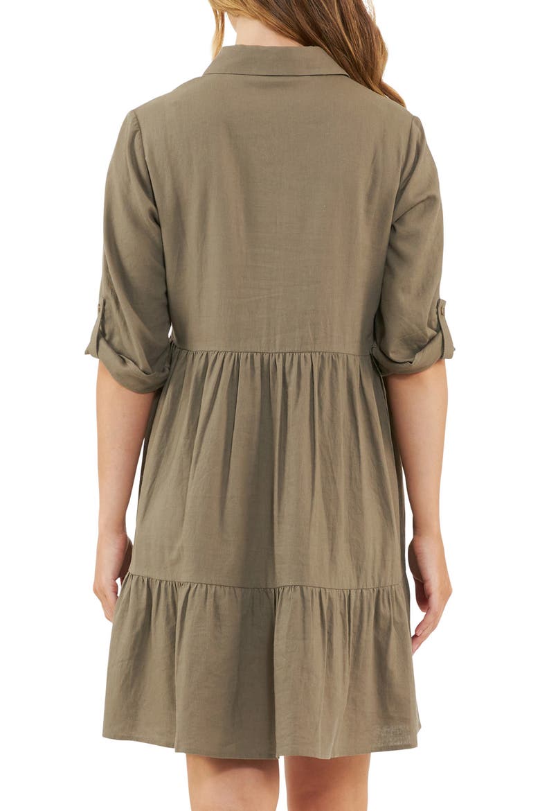 Adel Linen Dress, Alternate, color, OLIVE