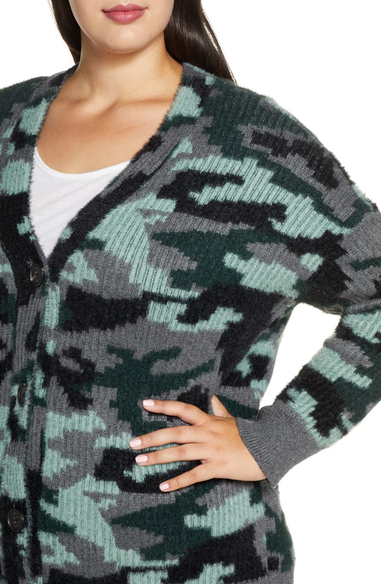 Vince Camuto Camo Button-Up Cardigan, Alternate, color, 