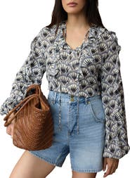 MINT VELVET Art Deco Ruffle Tie-Neck Blouse