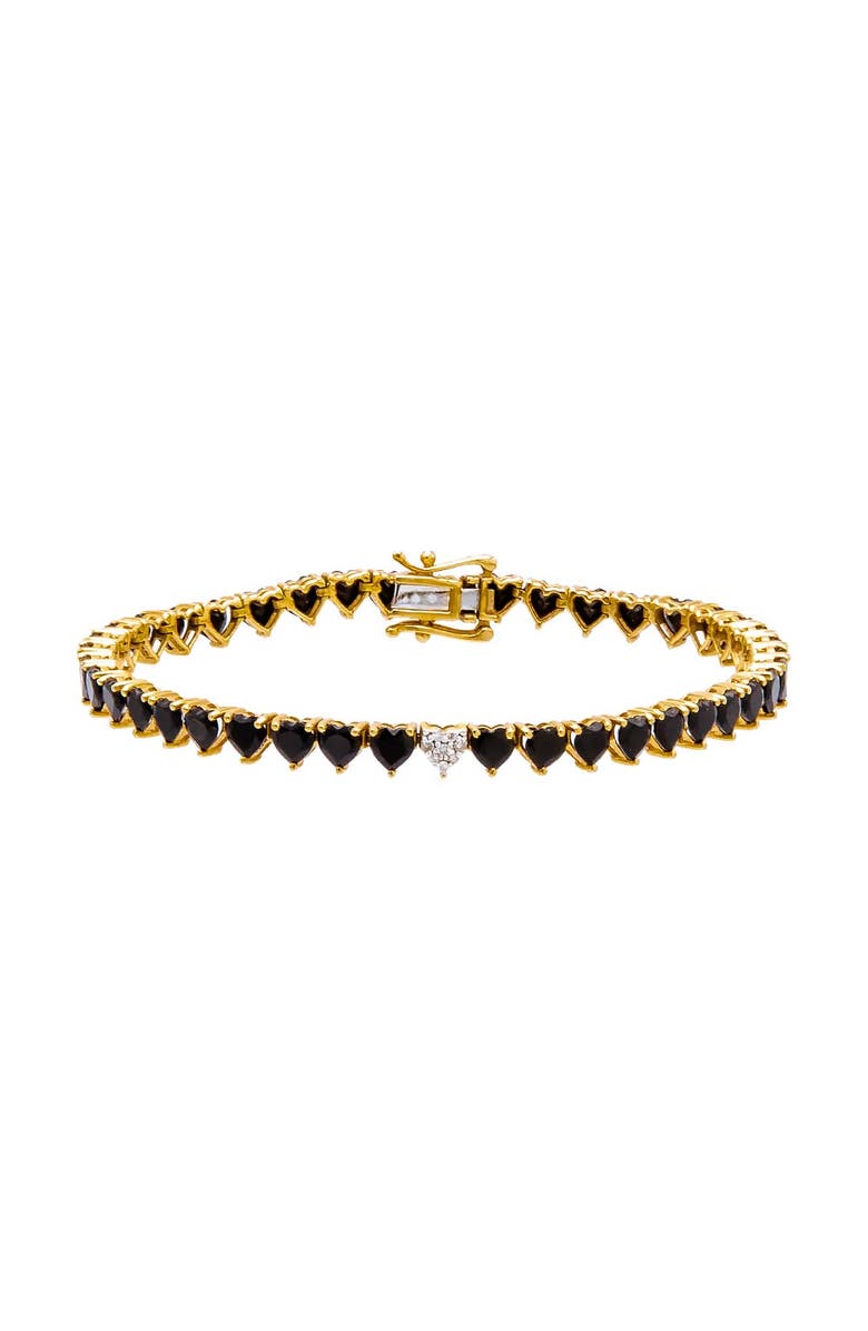 BY ADINA EDEN Diamond Pave Accented Onyx Heart Tennis Bracelet 14K, Main, color,
