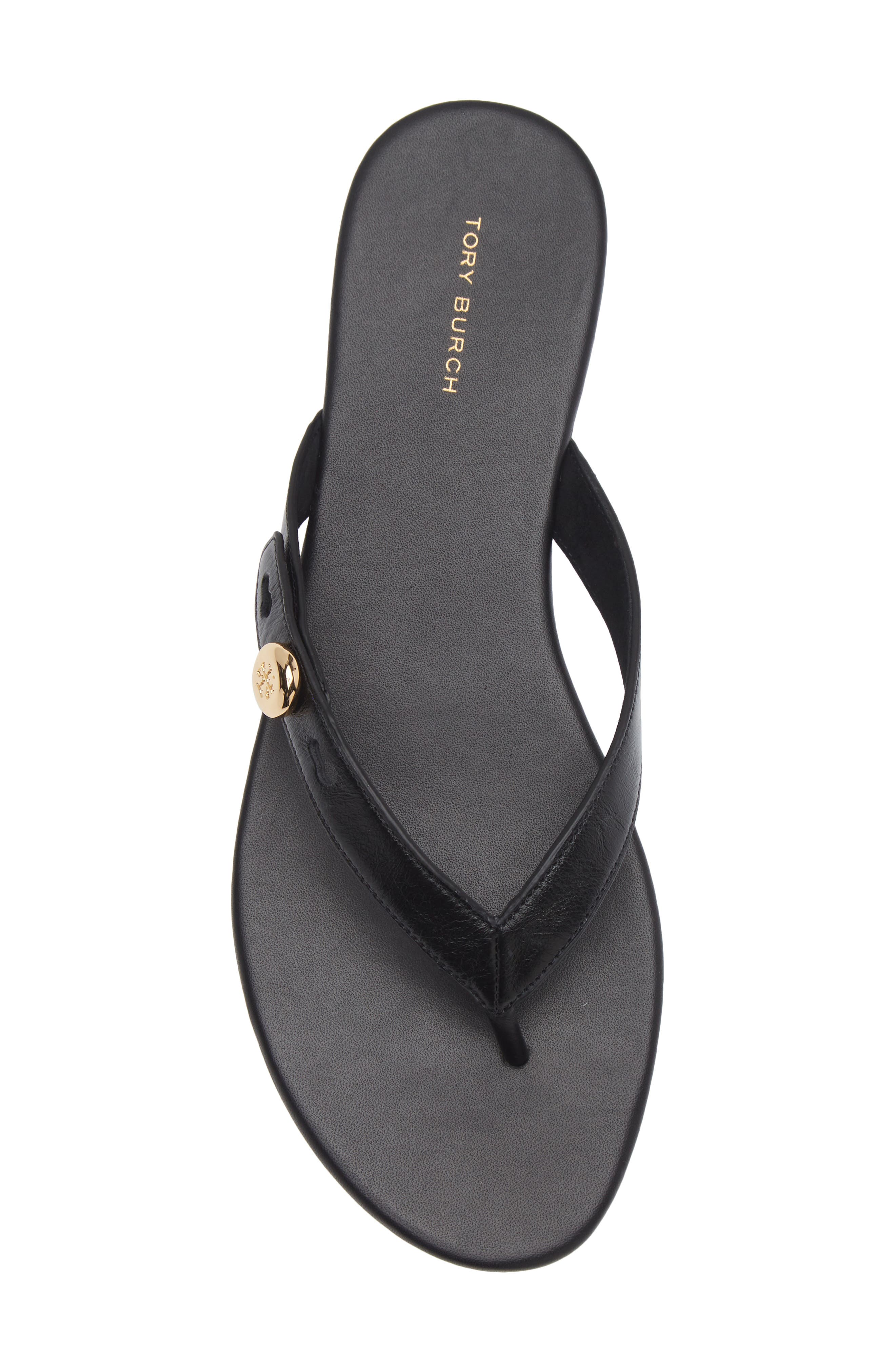 Tory Burch Romy Leather Thong Sandal, Alternate, color, Perfect Black