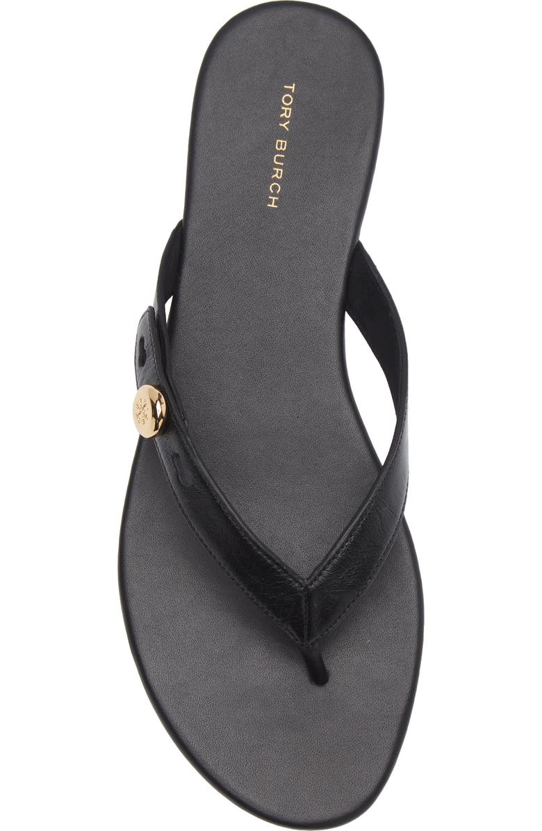 Tory Burch Romy Leather Thong Sandal, Alternate, color, Perfect Black