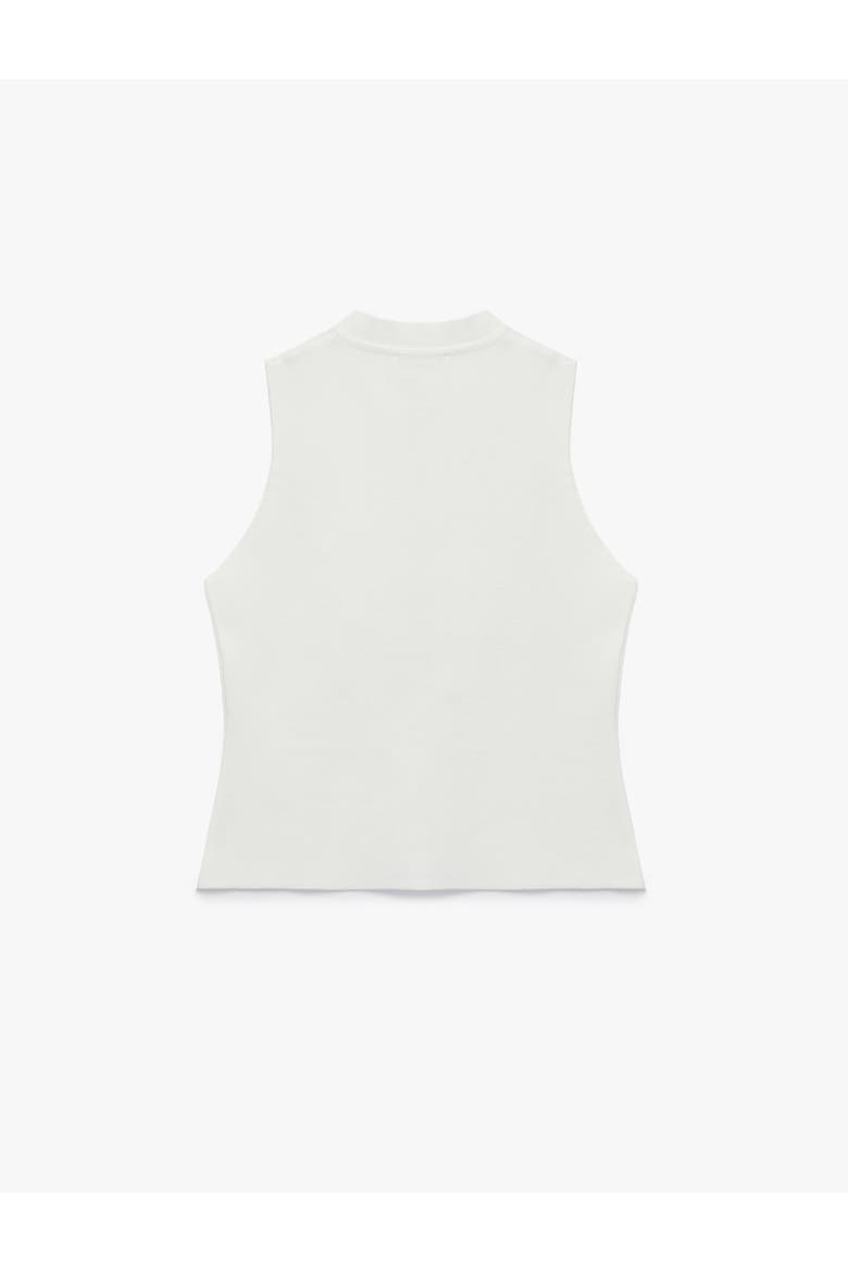 Mandarin Collar Knit Vest With Decorative Buttons, Alternate, color, ECRU