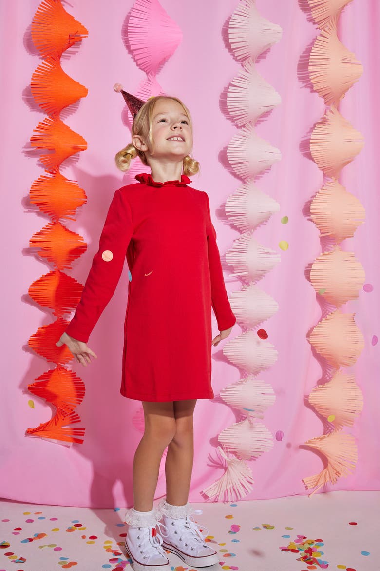 Kids' Ruffle Neck Tory Dress, Alternate, color, Red