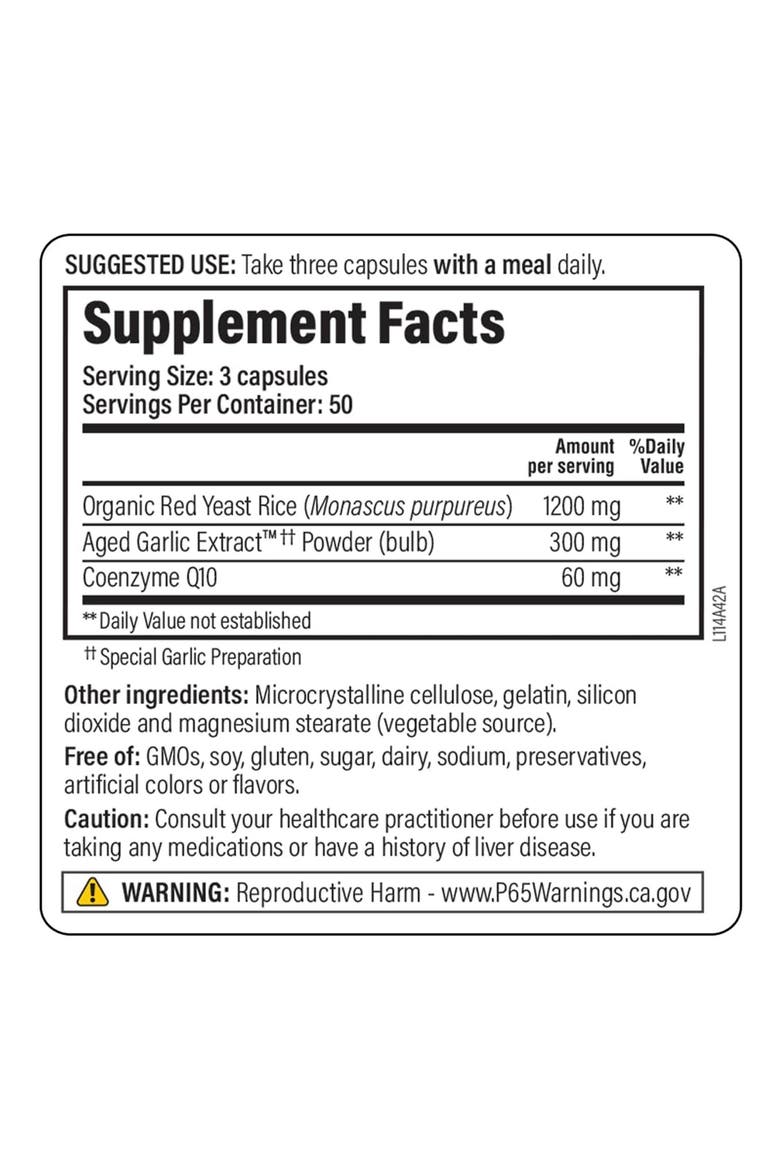 Aged Garlic Extract Formula 114, Red Yeast Rice CoQ10, 150 Capsules, Alternate, color, None