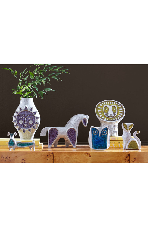 Jonathan Adler Glass Menagerie Screech Owl Sculpture In Blue/white