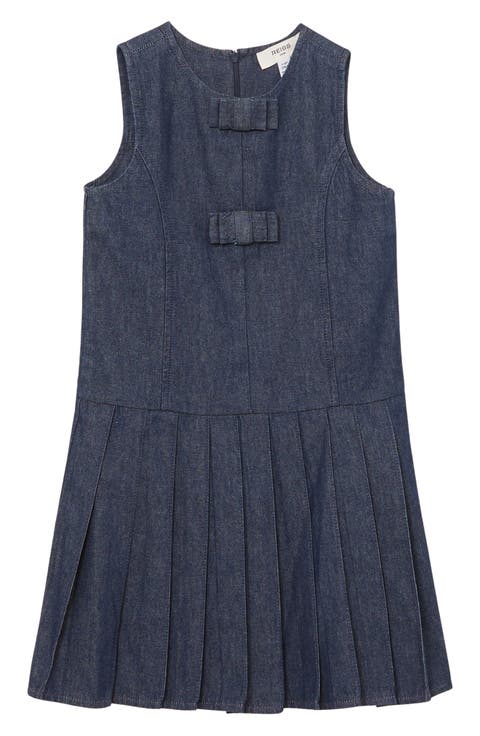 Kids' Ruby Pleated Sleeveless Denim Dress (Big Kid)