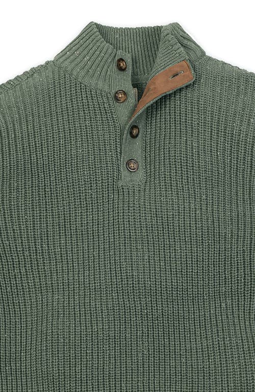 Hope & Henry Organic Mock Neck Cardigan Stitch Sweater In Green