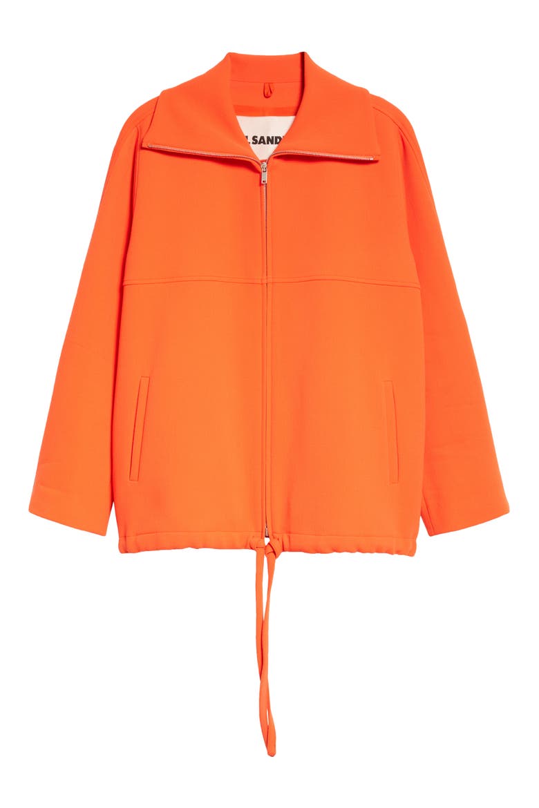 Zip Front Drawstring Hem Wool Jacket, Alternate, color, BRIGHT ORANGE