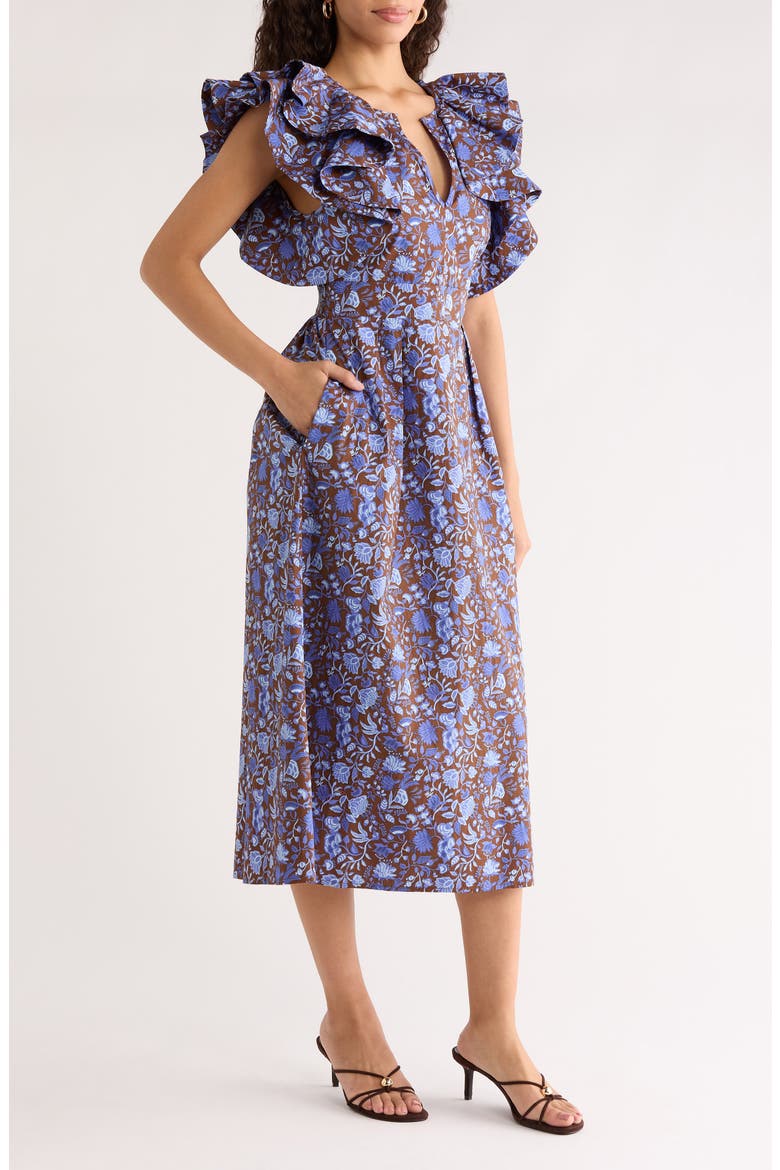 Francine Toile Sky Santana A-Line Dress, Alternate, color, BROWN-BLUE