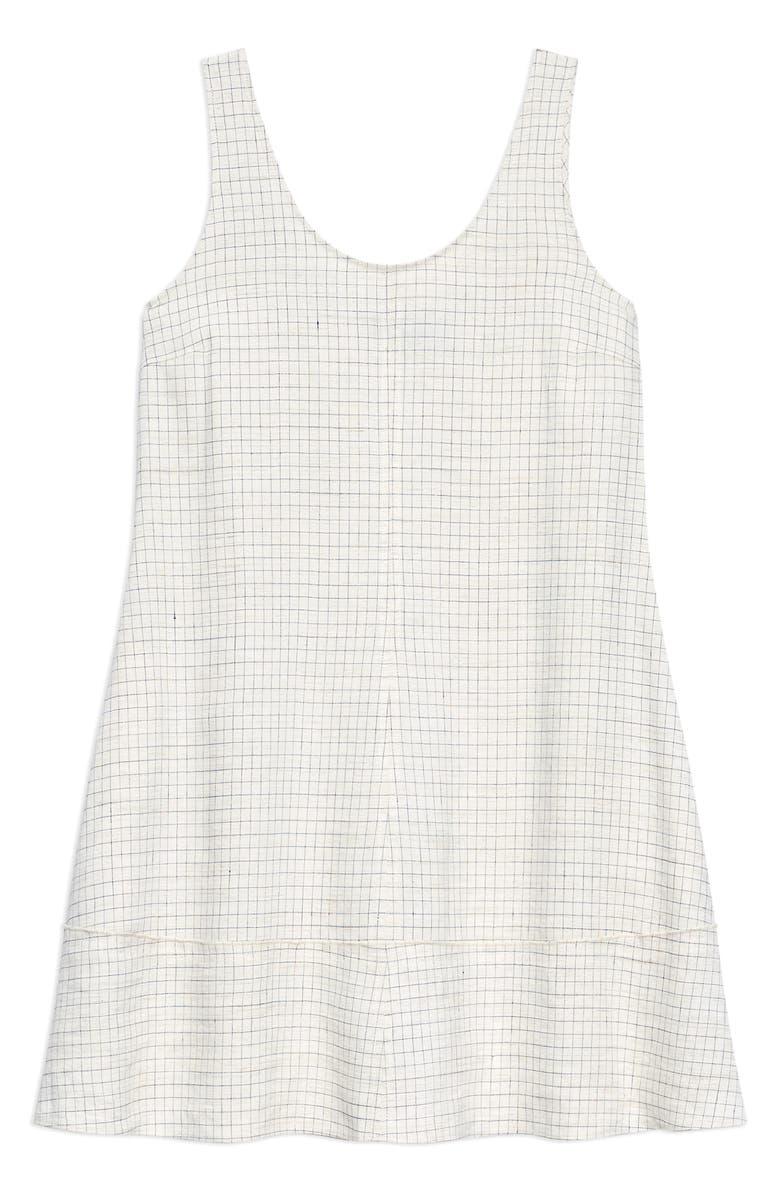 Theory Check Linen Blend Minidress, Alternate, color, Natural Multi