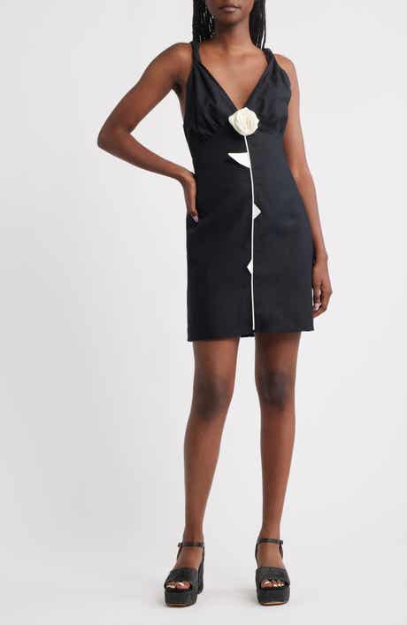 FARM Rio Rose Pipe Detail Sleeveless Linen Blend Sheath Minidress