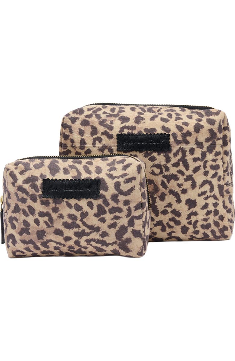 Lily and Lionel London Print Wash Bag, Main, color, Brown