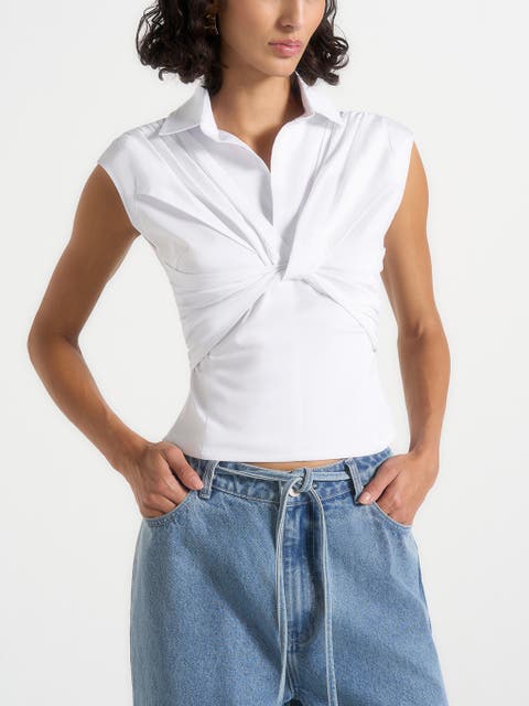 Yvette Knotted Front Sleeveless Shirt