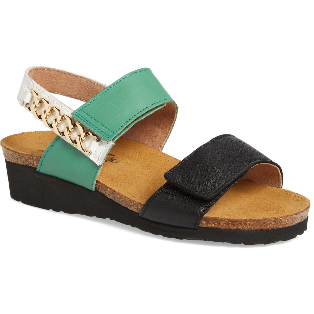 Naot Eliana Slingback Sandal In Black/soft Jade/oily Bark