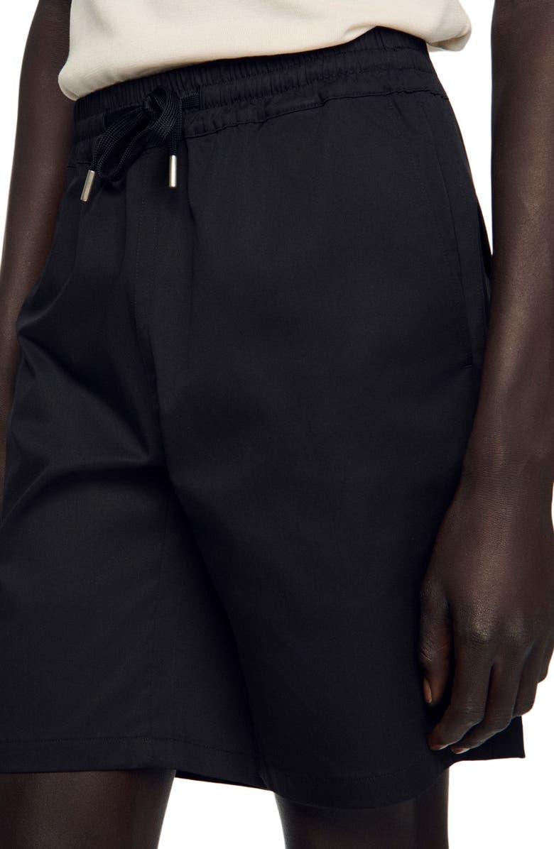 SANDRO Cotton shorts with elastic waist, Alternate, color, Black