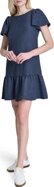 DKNY Mélange Flutter Sleeve Minidress